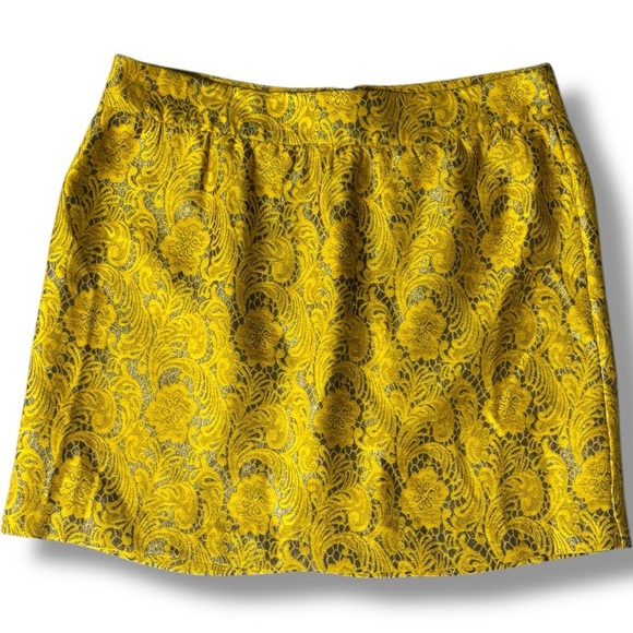 Banana Republic Dresses & Skirts - Banana Republic Yellow/Gold Brocade Patterned High Waist Bubble Mini Skirt